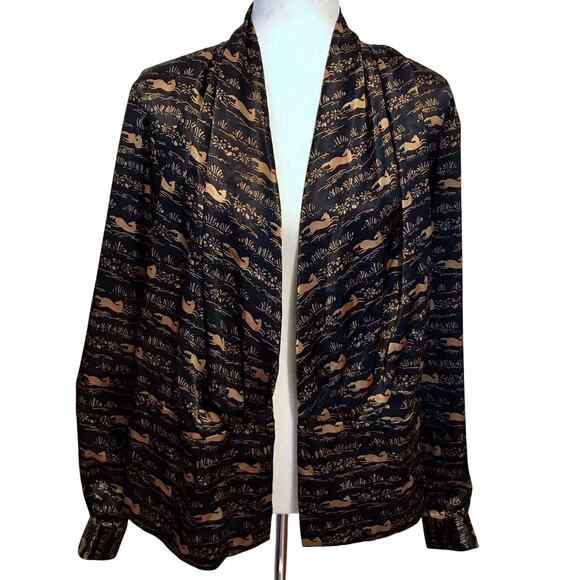 Evan Picone Vintage Wrap Long Sleeves Blouse Women 8 - Picture 11 of 13